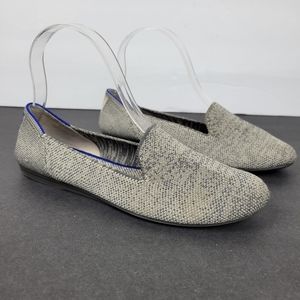 Rothy’s Loafers Gray Heather Blue Trim Round Toe Slip On Flats Shoes 6 W